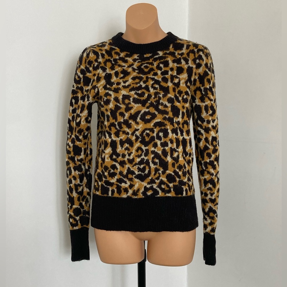 Who What Wear Leopard Print Sweater with puffy shoulders